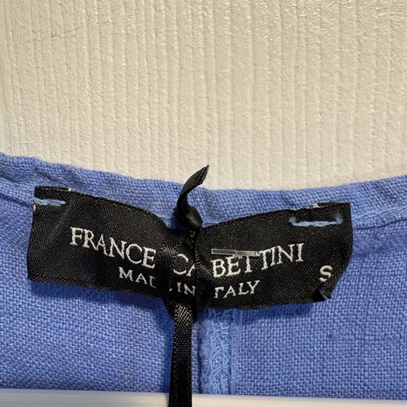 Linen Midi Dress Periwinkle Blue Sleeveless Ruffle Hem Italy S NWT - Picture 3 of 8